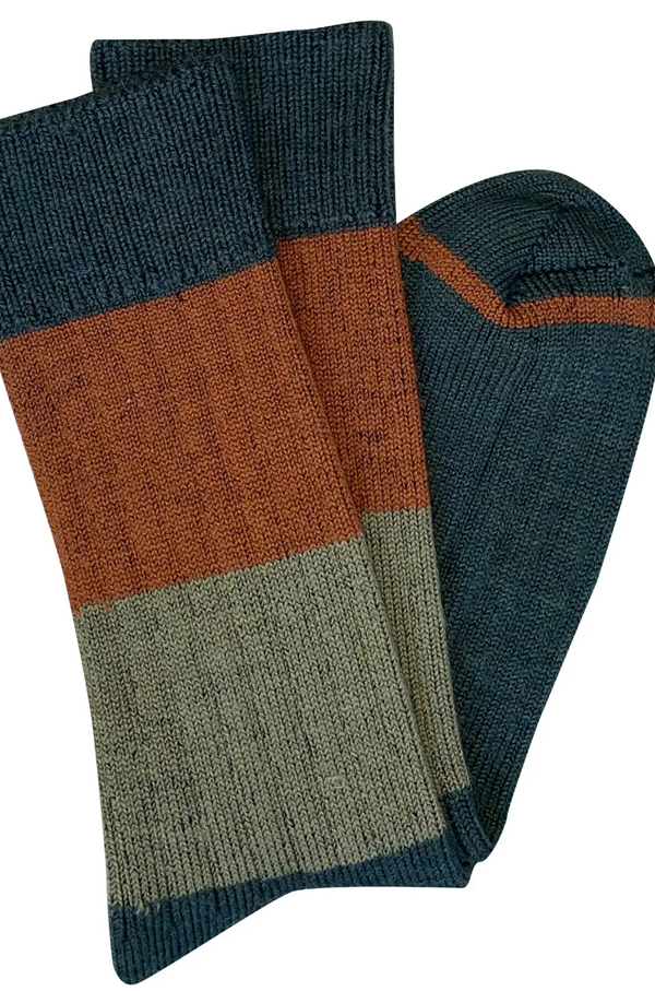 Chunky Rib Wool Socks - Green