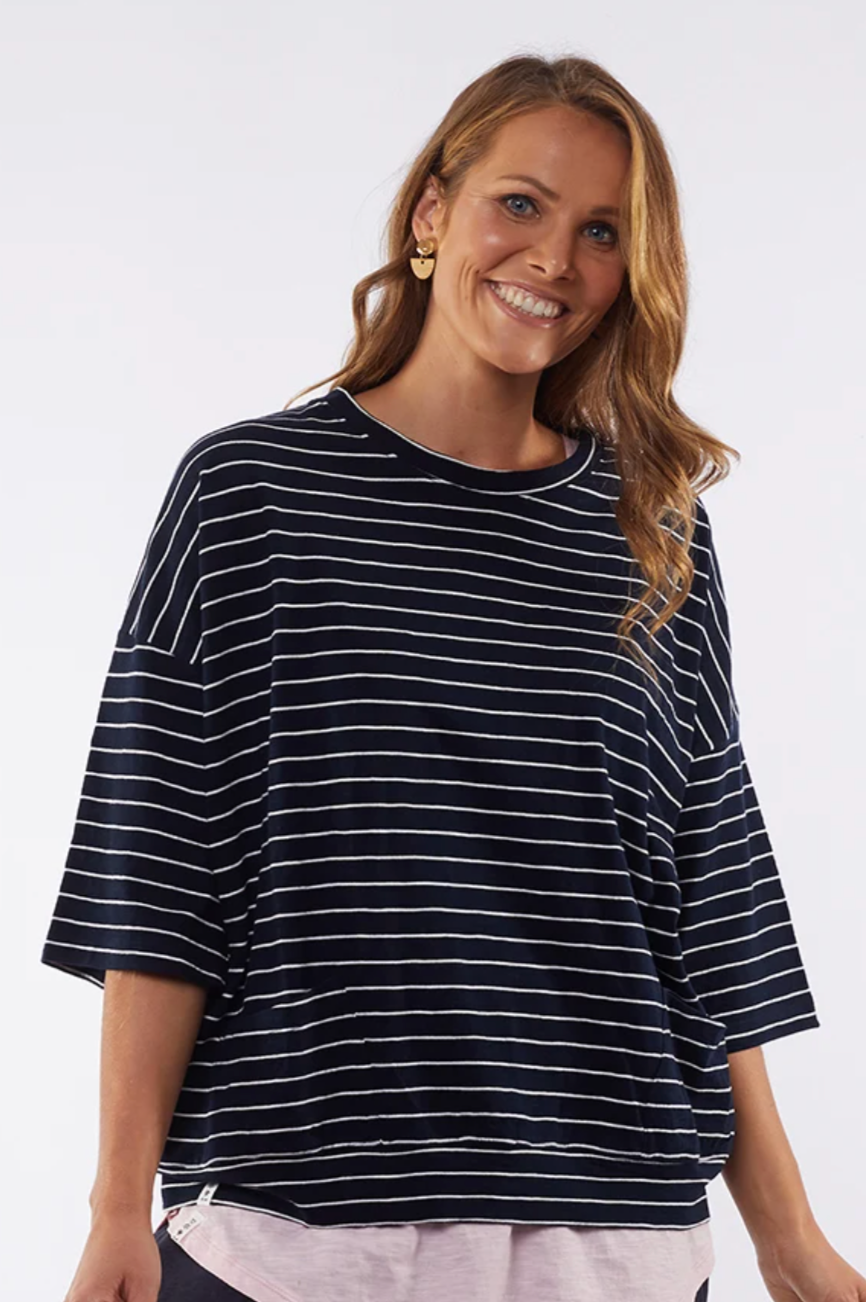 Mazie Sweat - Navy/Wh Stripe