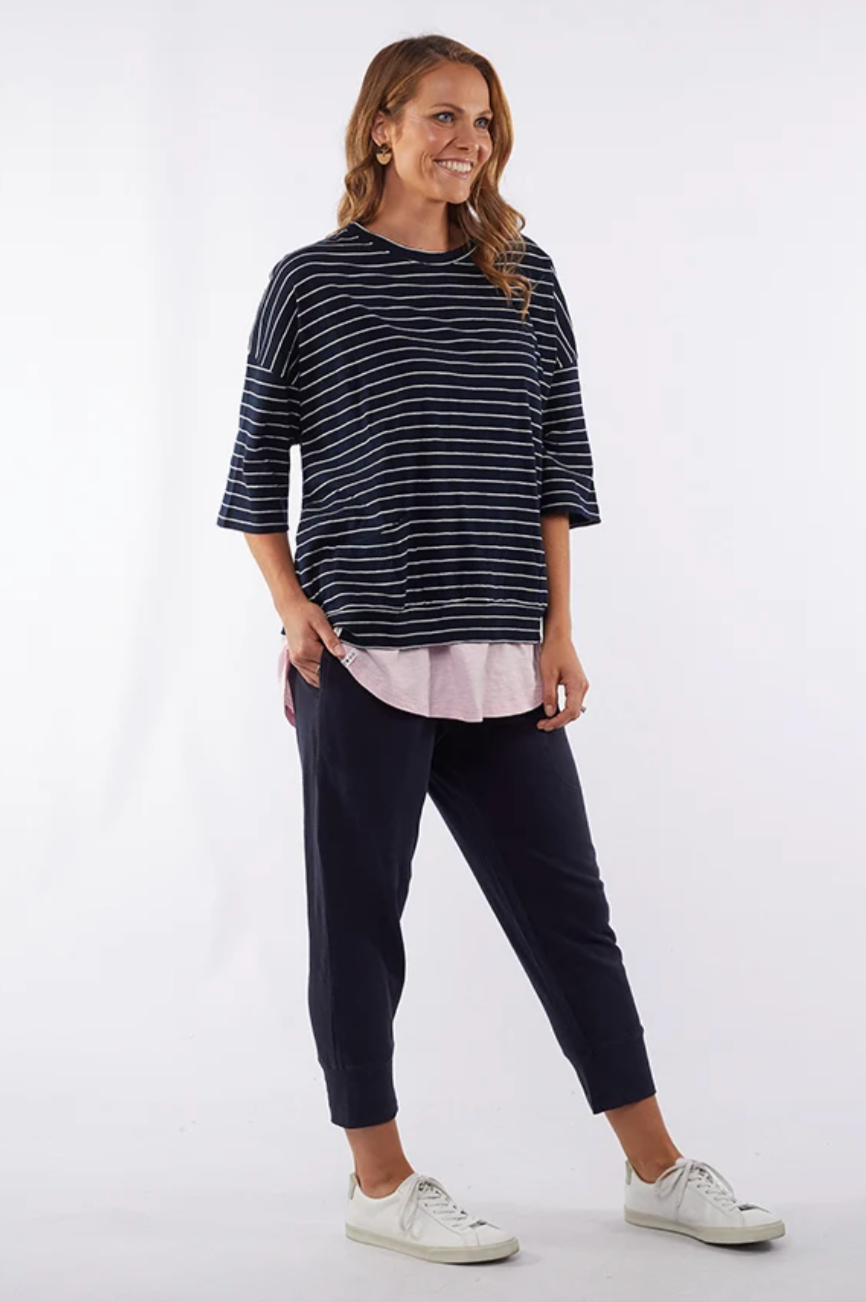 Mazie Sweat - Navy/Wh Stripe