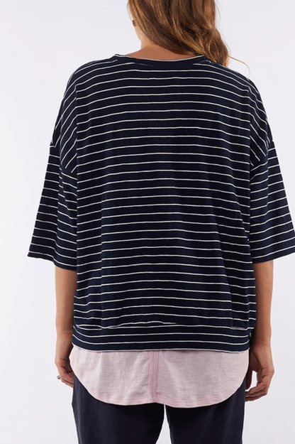 Mazie Sweat - Navy/Wh Stripe