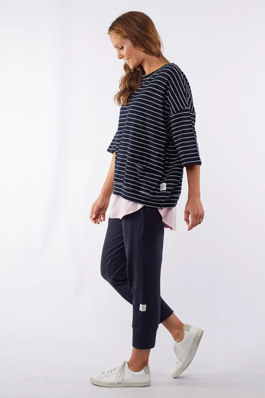 Mazie Sweat - Navy/Wh Stripe