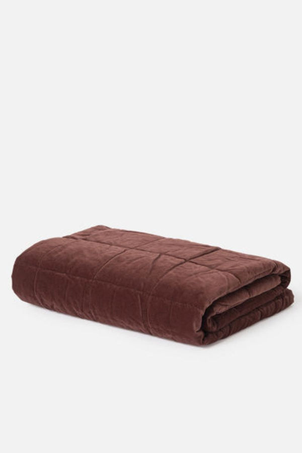 Washed Velvet Quilted Throw-Mulberry