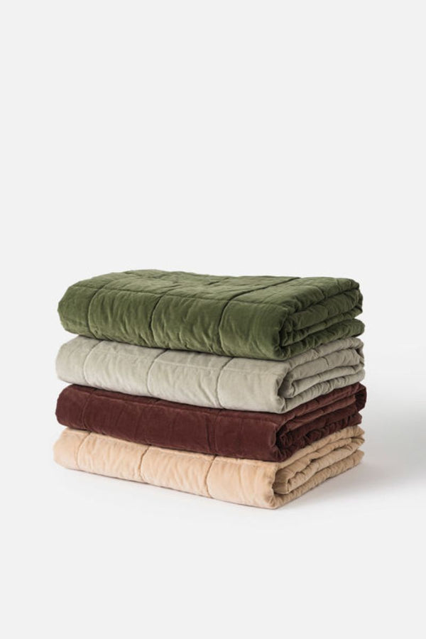 Washed Velvet Quilted Throw-Mulberry