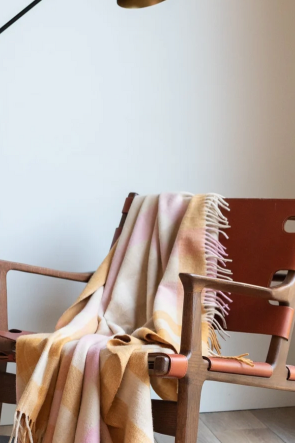 Recycled Wool Blanket - Orange Gingham