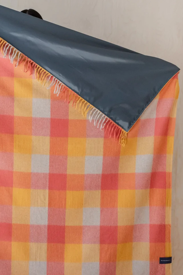 Recycled Wool Picnic Blanket - Meadow Check/Honey