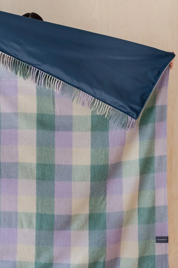 Recycled Wool Picnic Blanket - Meadow Check/Thistle