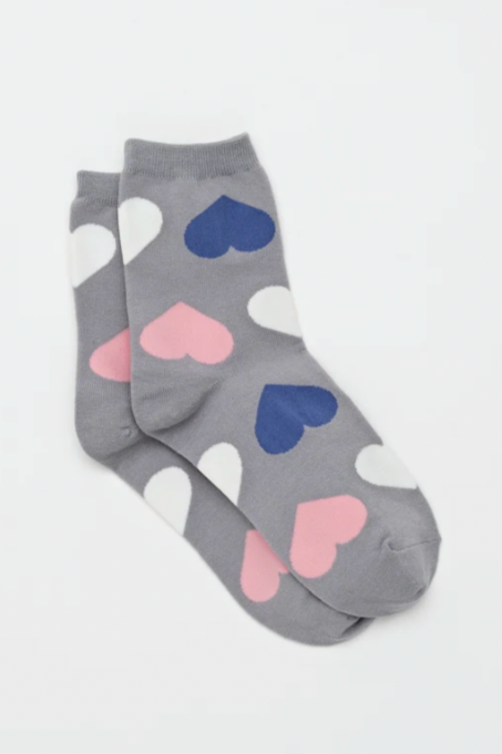 Heart Socks - Grey