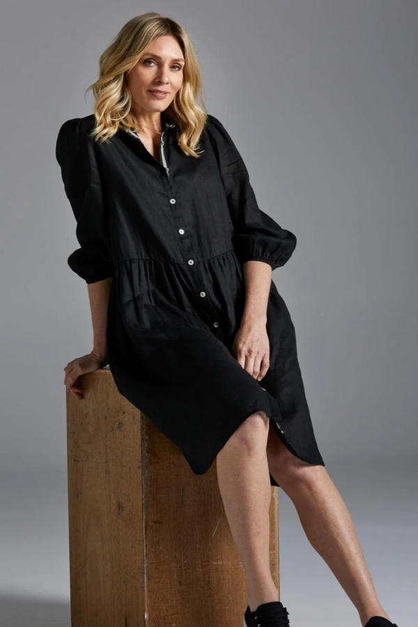 Studio Midi Shirt Dress - Ebony