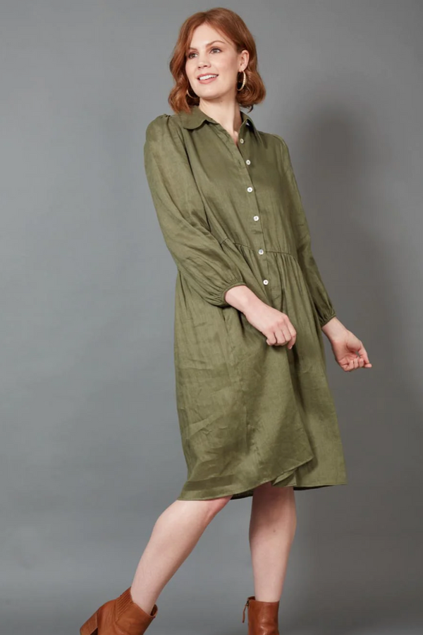 Studio Midi Shirt Dress - Khaki