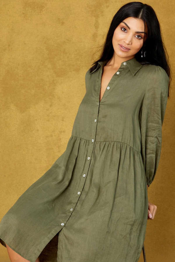 Studio Midi Shirt Dress - Khaki