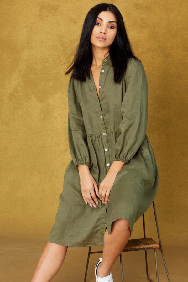 Studio Midi Shirt Dress - Khaki