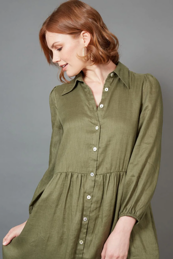 Studio Midi Shirt Dress - Khaki