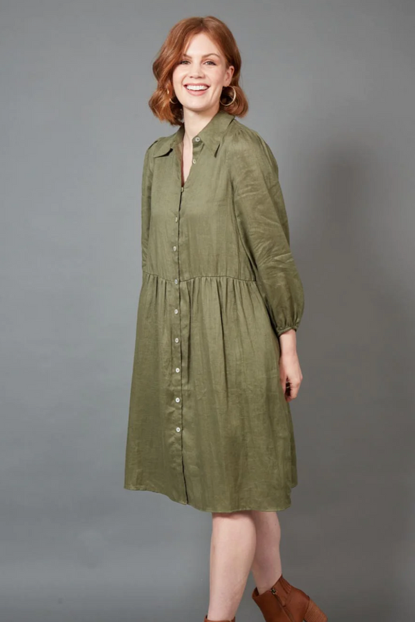 Studio Midi Shirt Dress - Khaki