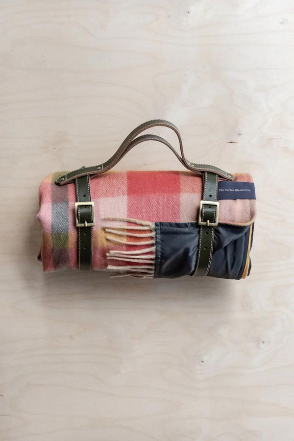 Recycled Wool Picnic Blanket - W/Flower Check