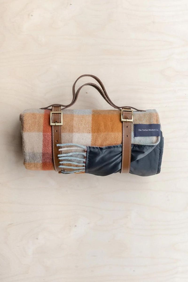 Recycled Wool Picnic Blanket - Toffee Patchwork