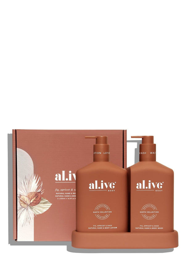 Alive Wash & Lotion Duo + Tray - Fig, Apricot & Sage
