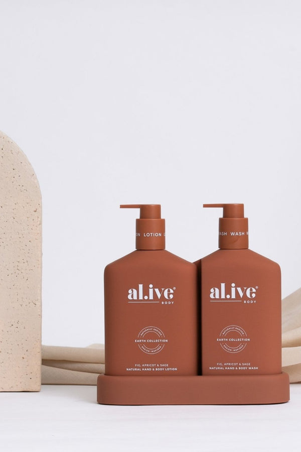 Alive Wash & Lotion Duo + Tray - Fig, Apricot & Sage