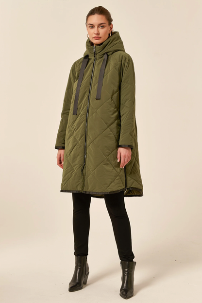 Zip Hem Winter Coat - Dark Olive