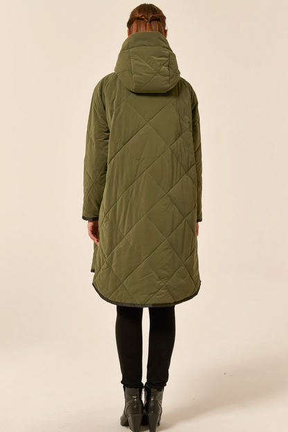 Zip Hem Winter Coat - Dark Olive